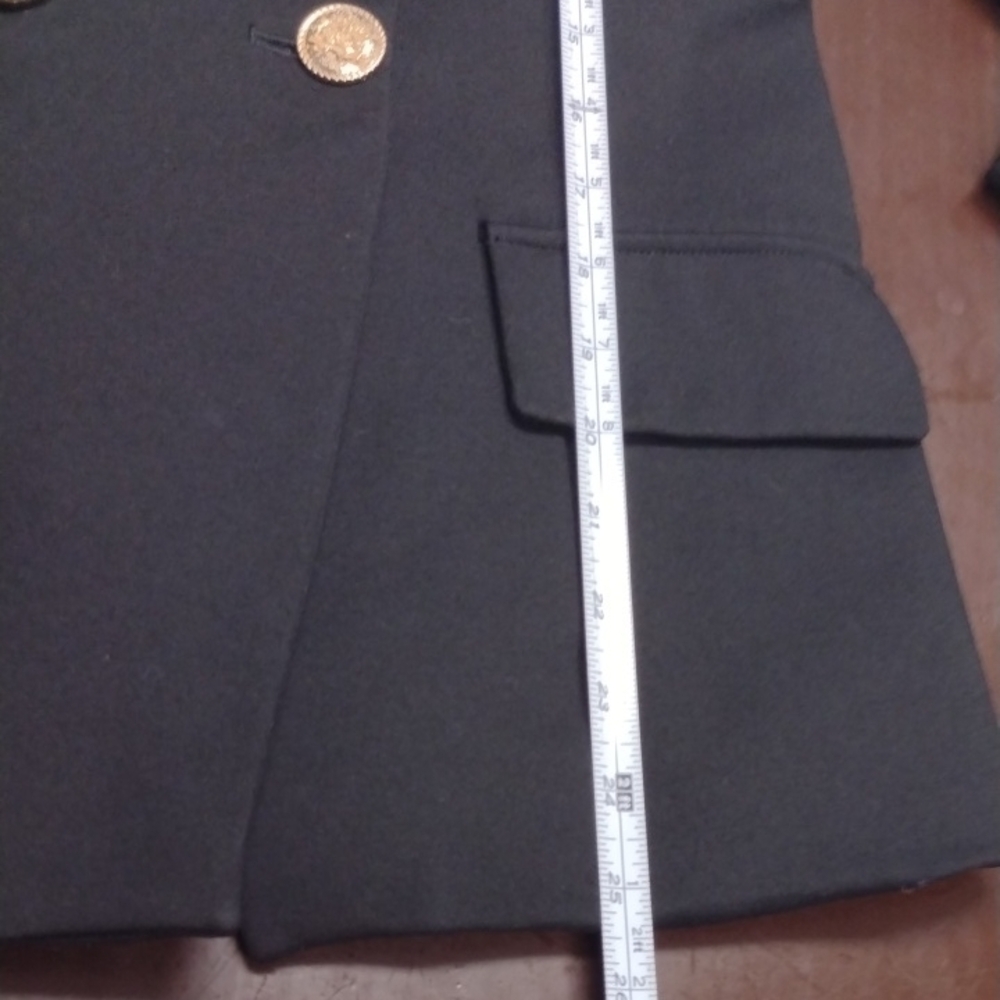 Attitude Unknown Chic Black Double-Breasted Blazer with Gold Accents - Picture 11 of 16